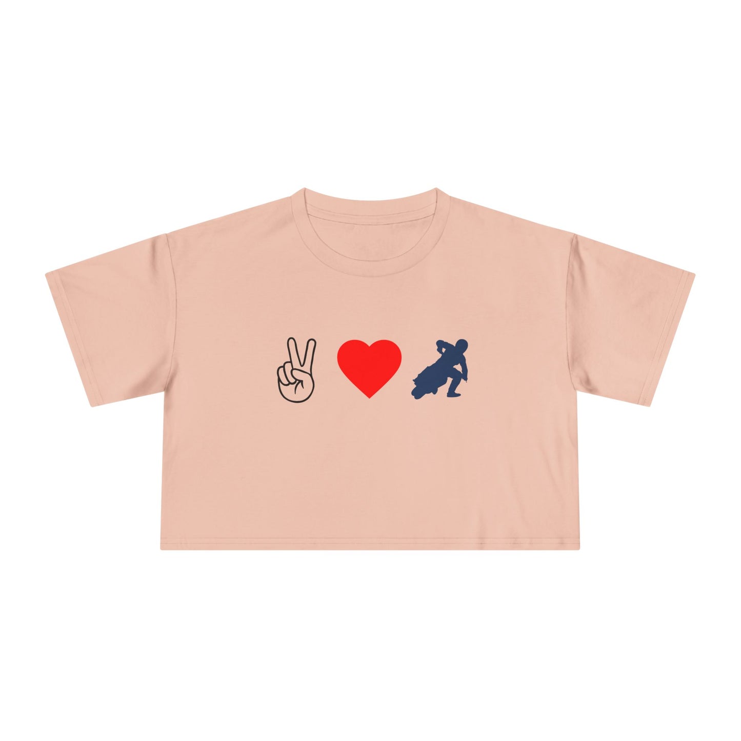 Women's Peace Love & Flat Track Crop Tee (Various Colors)