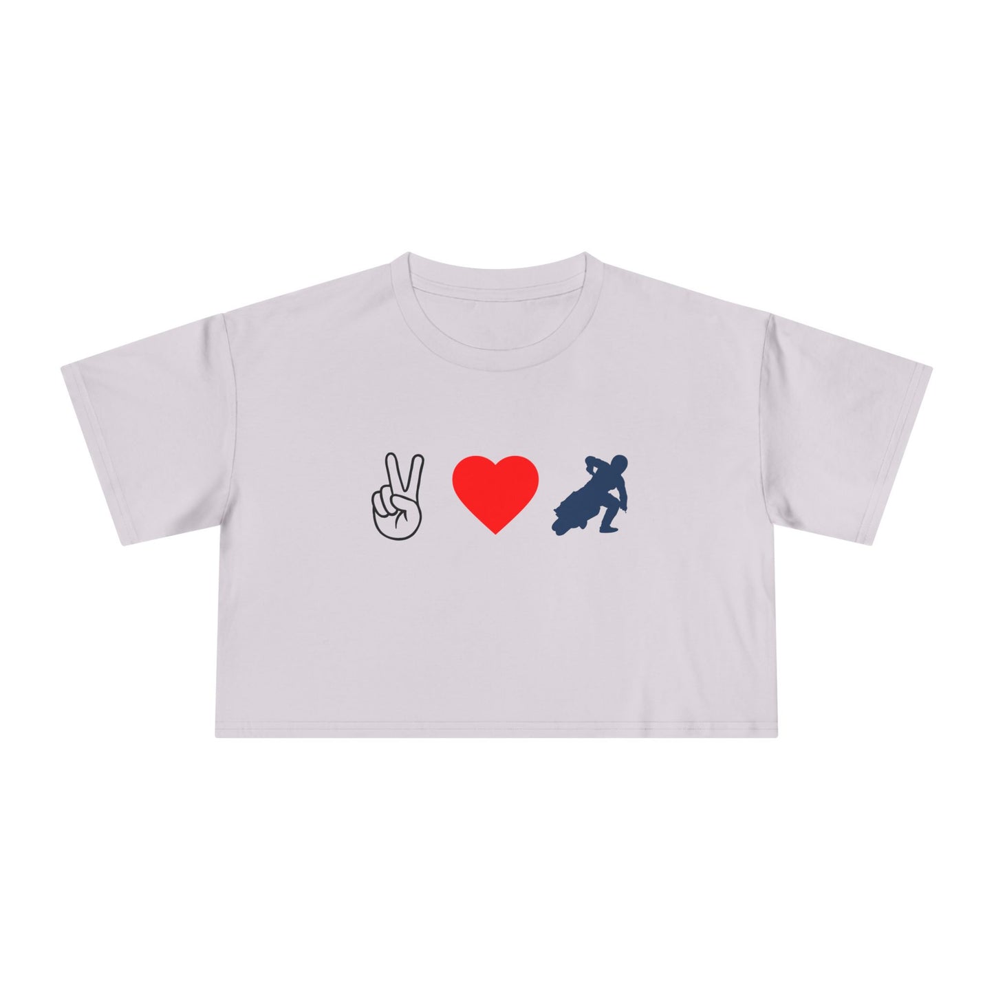 Women's Peace Love & Flat Track Crop Tee (Various Colors)