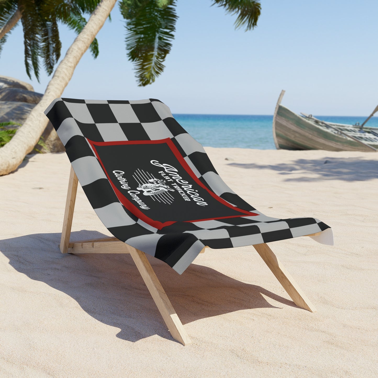 Vintage Racer Checkered Beach Towel