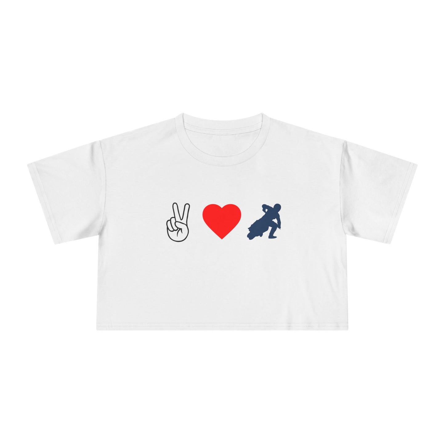 Women's Peace Love & Flat Track Crop Tee (Various Colors)