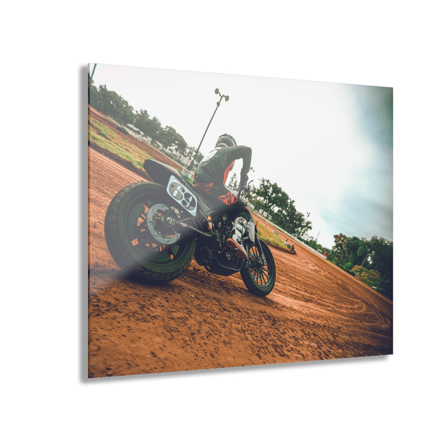 Slidin' Sideways Acrylic Print - American Flat Track Motorcycle Artwork
