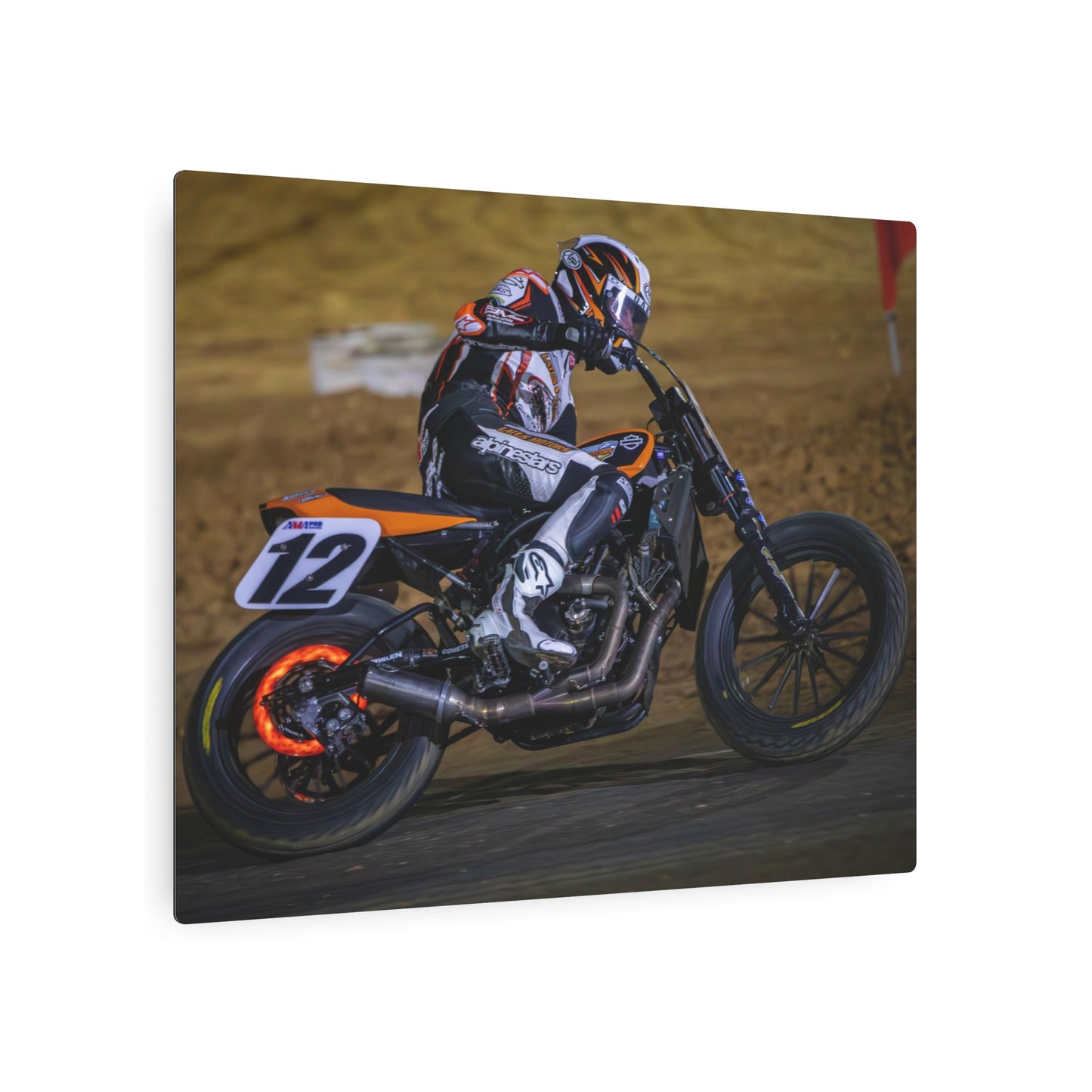 Red Hot Metal Print - American Flat Track Motorcycle Art