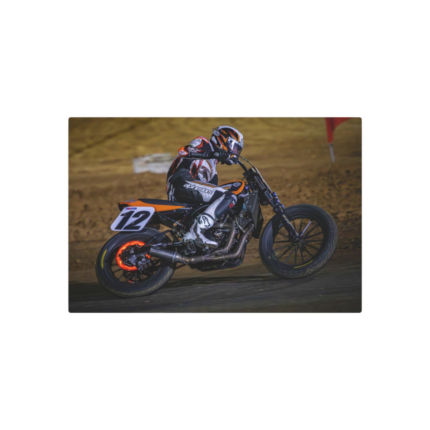 Red Hot Metal Print - American Flat Track Motorcycle Art