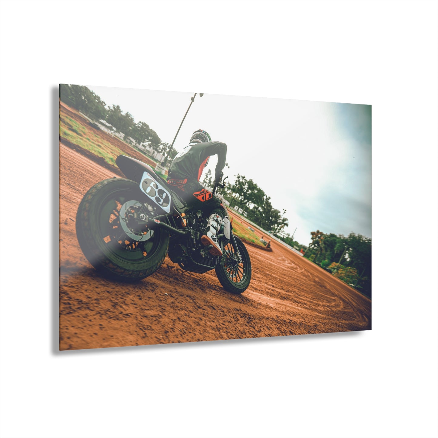 Slidin' Sideways Acrylic Print - American Flat Track Motorcycle Artwork