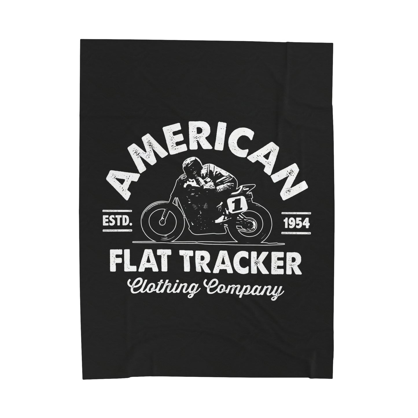 Black Velveteen Plush Blanket with American Flat Tracker Crest Logo