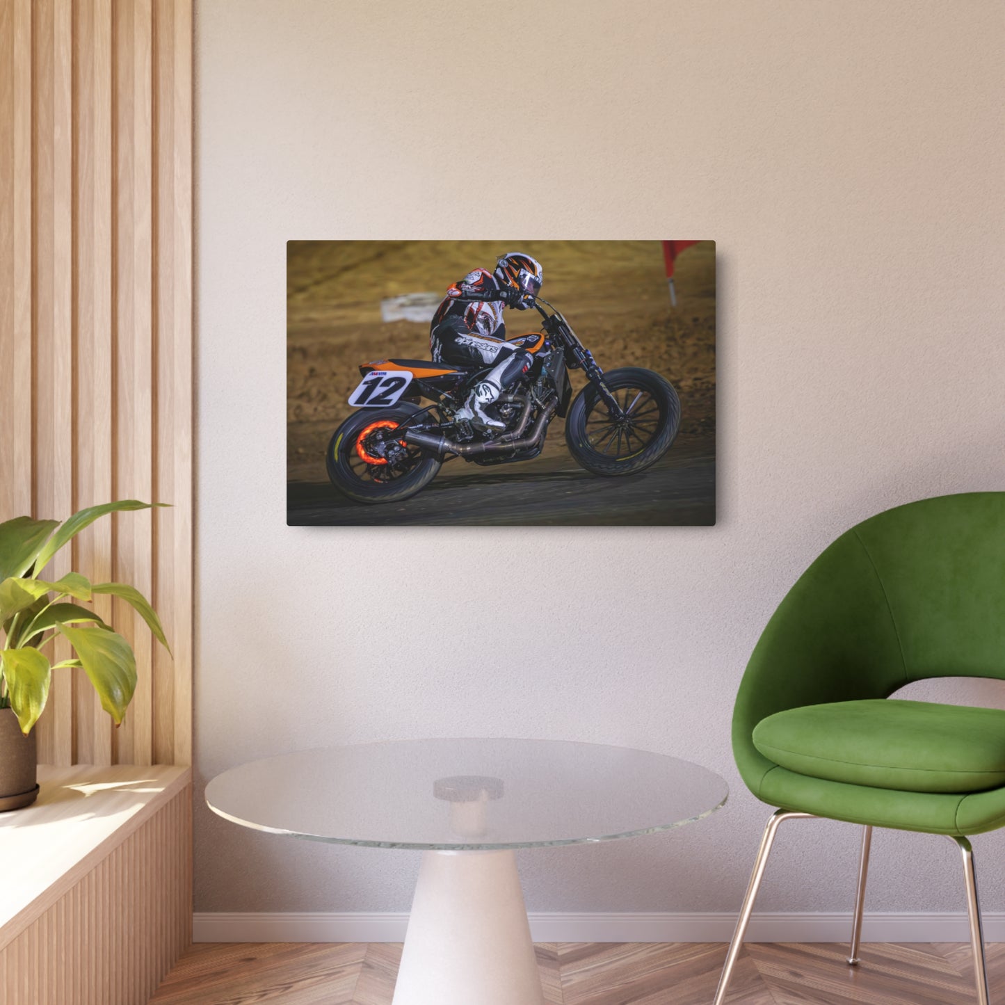 Red Hot Metal Print - American Flat Track Motorcycle Art