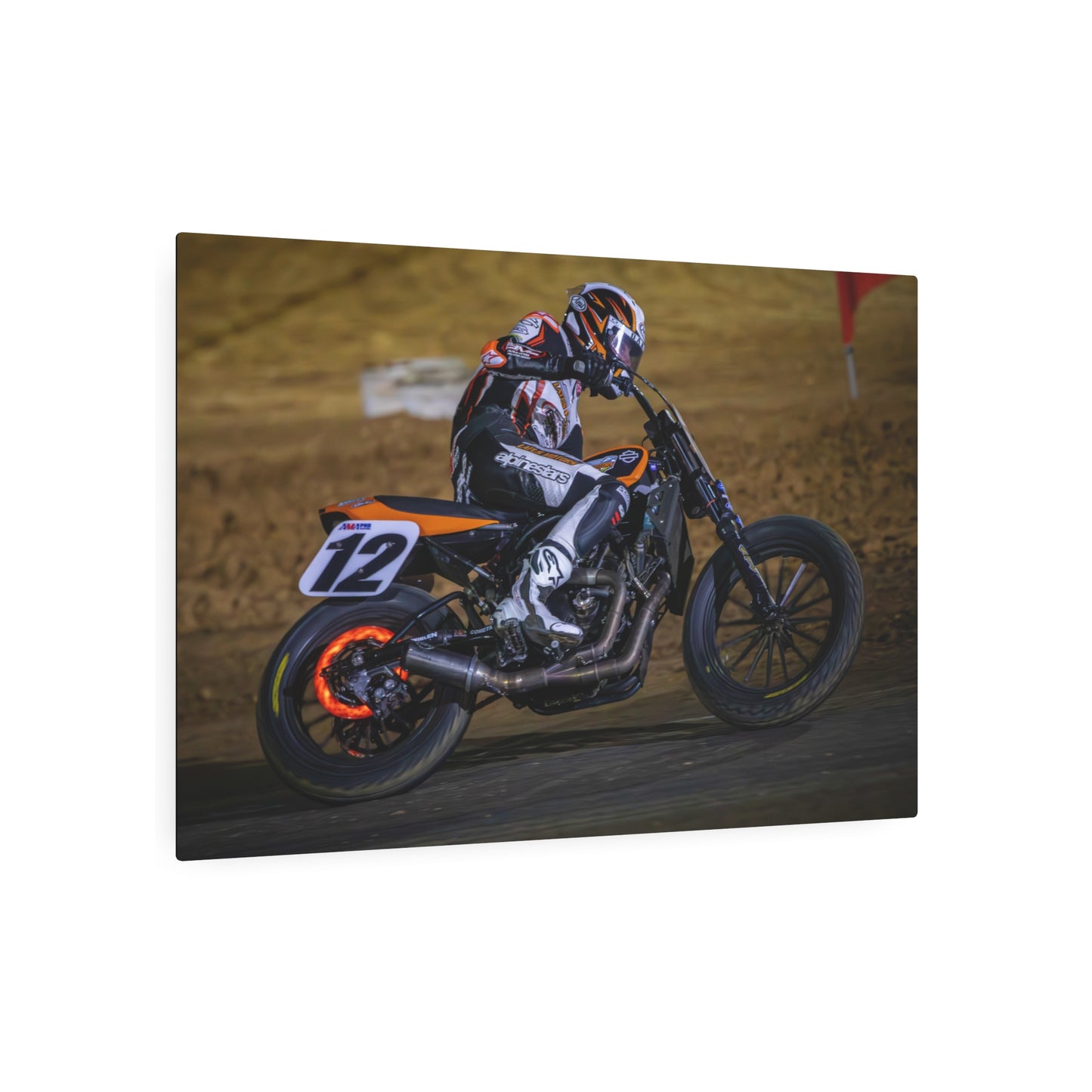 Red Hot Metal Print - American Flat Track Motorcycle Art