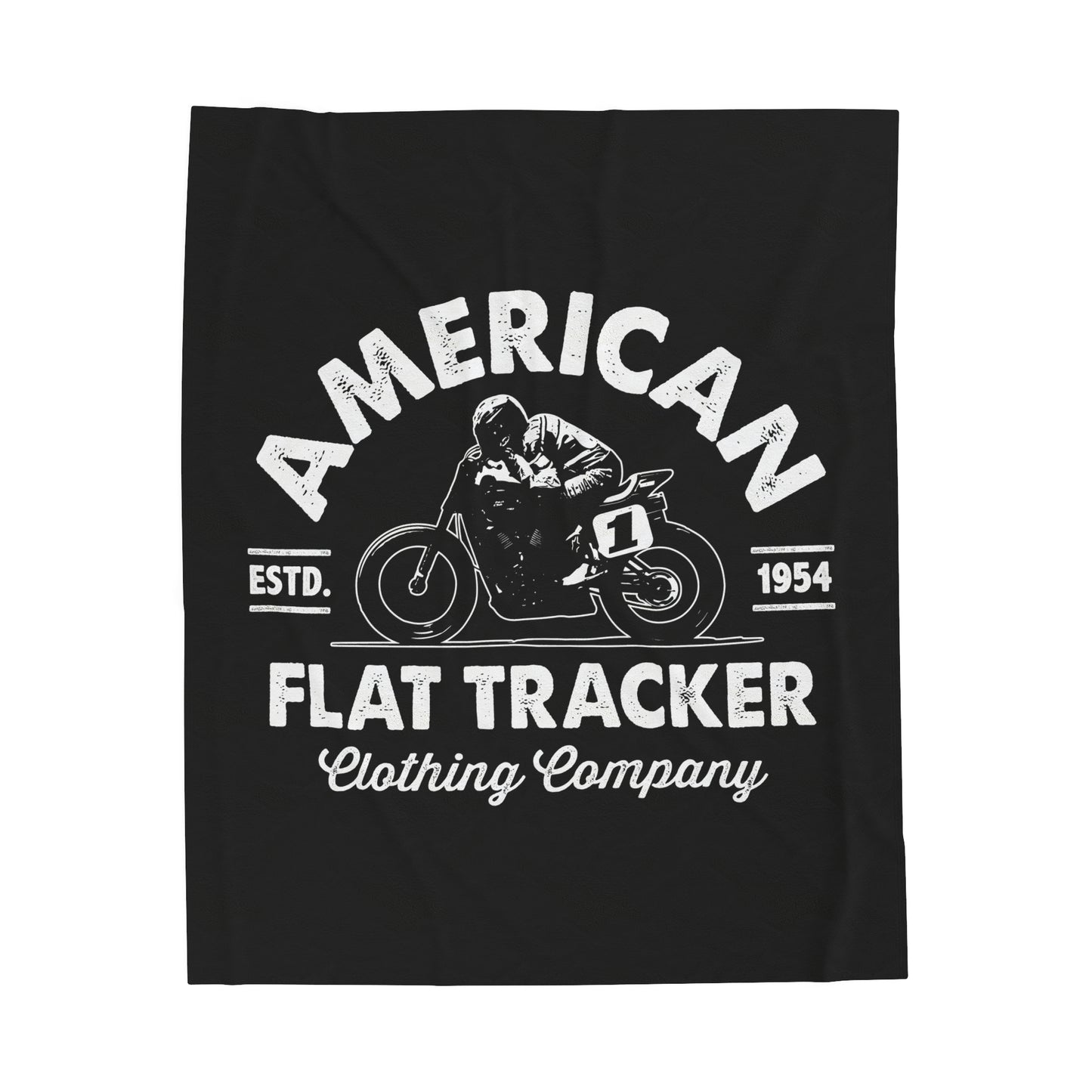 Black Velveteen Plush Blanket with American Flat Tracker Crest Logo