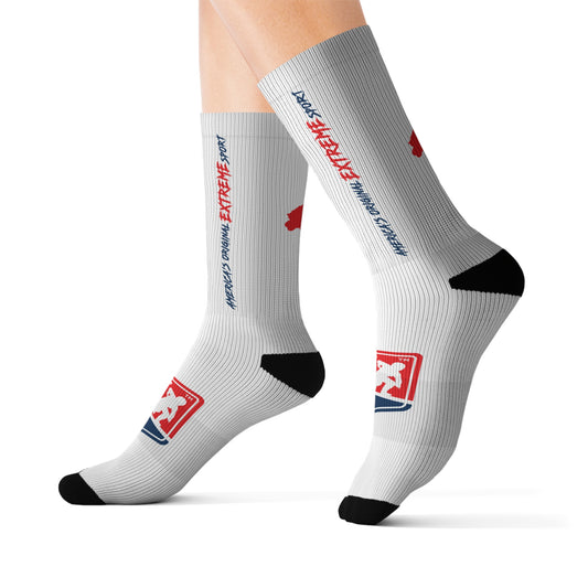 American Flat Track Crew Socks (White)