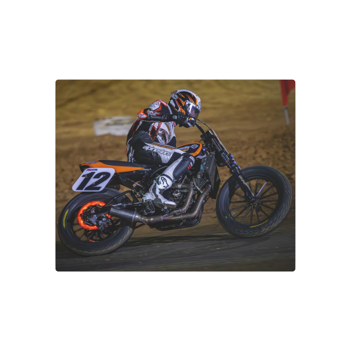 Red Hot Metal Print - American Flat Track Motorcycle Art