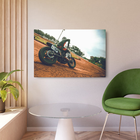 Slidin' Sideways Metal Print - American Flat Track Motorcycle Art