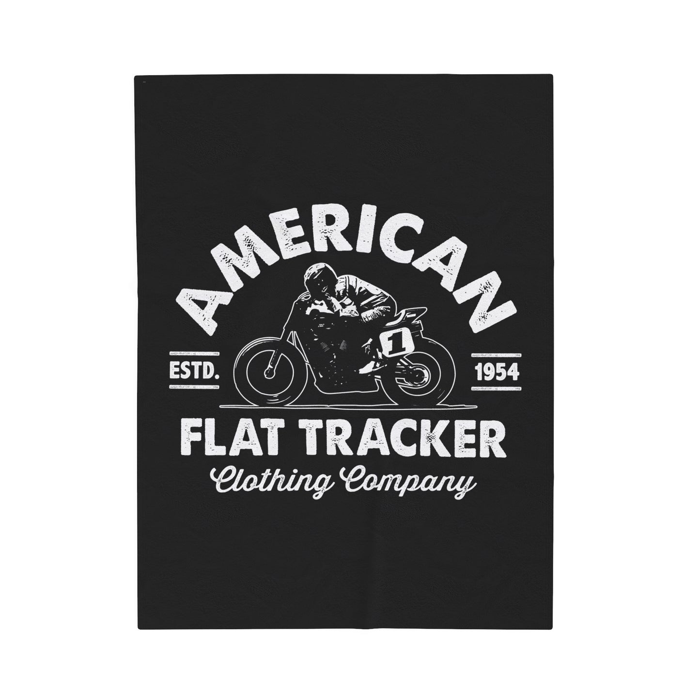 Black Velveteen Plush Blanket with American Flat Tracker Crest Logo