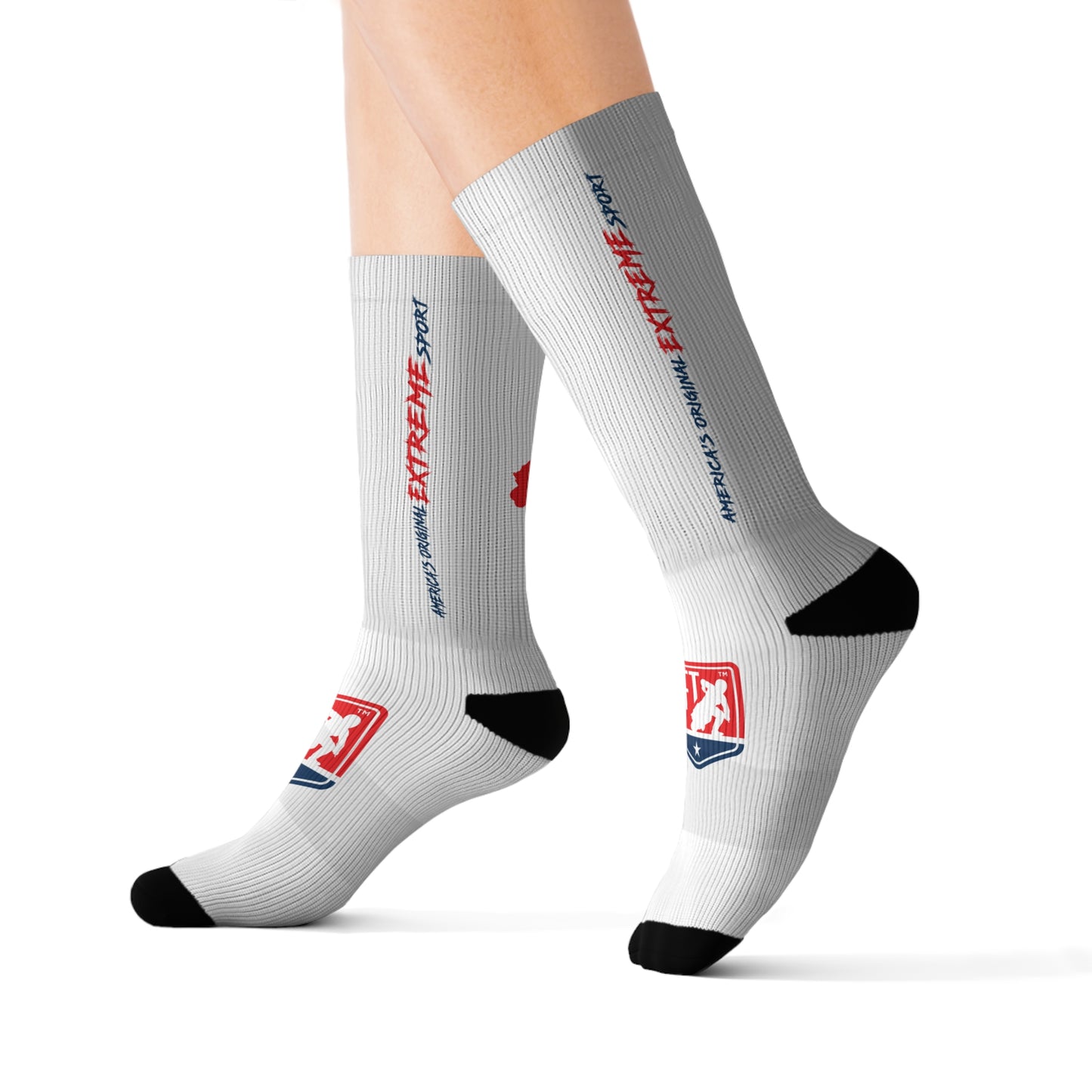 American Flat Track Crew Socks (White)